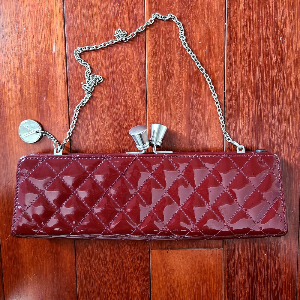 Quilted Burgundy Clutch Bag